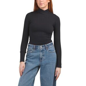 FREE PEOPLE Black Ribbed Turtleneck Bodysuit